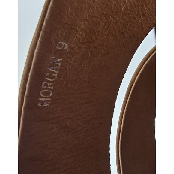 Chocolat Blu Morgan Wedge Sandal Strappy Size 9 Tan Leather - Picture 9 of 9